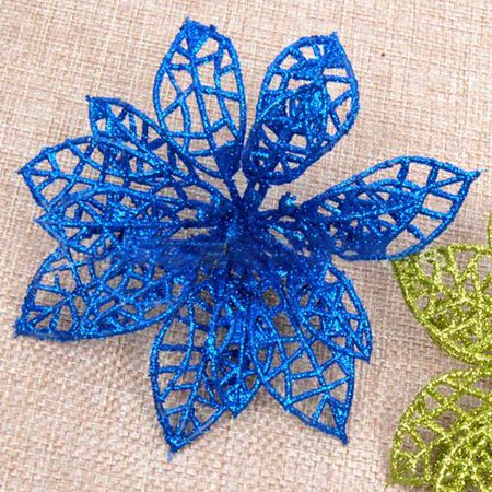 Poinsettia Prices KABOER 5 Pieces Christmas Glitter Poinsettia Flowers Ornaments Sets Artificial Flowers Hanging for Xmas Tree Wedding Outdoor New Year Decorations 7 Colors ()