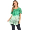 thumbnail image 5 of Sakkas Petra Women's Casual Loose Flared Corset Short Sleeve Lace Blouse Top Tunic - 2202-SeaGreen - One Size, 5 of 5