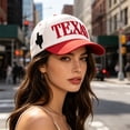 thumbnail image 4 of HuangHuanChen Trucker Hats Blank Hats Adjustable Baseball Caps for Men and Women TEXAS Letter Embroidered Two Tone Baseball Cap Unisex Casual Sports Sun Hat Red A, 4 of 4