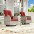 thumbnail image 6 of Meetleisure Outdoor Swivel Rocker Wicker Patio Chairs Sets of 2 With Table, Red, 6 of 7