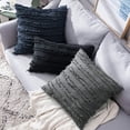 thumbnail image 3 of Dinheiro Juego de 2 fundas de almohada decorativas bohemias de lino a rayas con patrón jacquard, fundas de cojín para sofá, sala de estar, dormitorio, 3 of 5