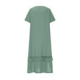thumbnail image 5 of Akafmk Summer Dresses for Women Casual Dresses,Solid Color Round Neck Long Dress Short Sleeve Maxi Dresses Cotton Linen A Line Beach Sundress, 5 of 5