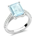 thumbnail image 2 of Gem Stone King 4.26 Ct Octagon Sky Blue Topaz White Created Sapphire 925 Sterling Silver Ring, 2 of 6
