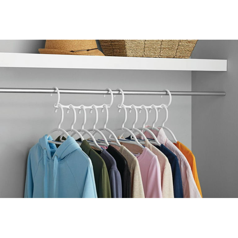 Mainstays Slim Clothes Hangers, 10 Pack, White, Durable Plastic, Space  Saving 