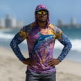 thumbnail image 4 of Mens UPF 50+ Sun Protection Shirts Hoodie with Mask Quick Dry Long Sleeve Print Lightweight Fishing Shirt Hiking Top Multicolor 3XL, 4 of 5