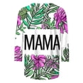 thumbnail image 4 of CYMMPU Blouses for Women Dressy Casual Crew Neck Spring Tops Flower Printed Summer Fashion Shirts Loose Fit T-Shirts 3/4 Sleeve Mother's Gift Topss Purple XXXL, 4 of 5