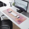 thumbnail image 2 of Rectangle Marble Mouse Mat, Pink and Gold Marble Large Non-Slip Rubber Gaming Mouse Pad with Stitched Edges, Office Mouse Pad for Women Men Kids, 31.5x11.8in, 2 of 7