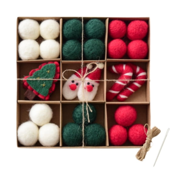 Juego de guirnalda de bolas de fieltro navideñas para hacer tú mismo, adornos navideños, decoración navideña para Papá Noel