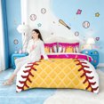 thumbnail image 4 of Homewish Watercolor Ink Painting 7 Pieces Bedding Comforter Set,Baseball Sport Full Bedding Set,Yellow White Hotpink Fitted Sheet Flat Sheet For Teens,Microfiber Bedroom Decor Reversible, 4 of 8