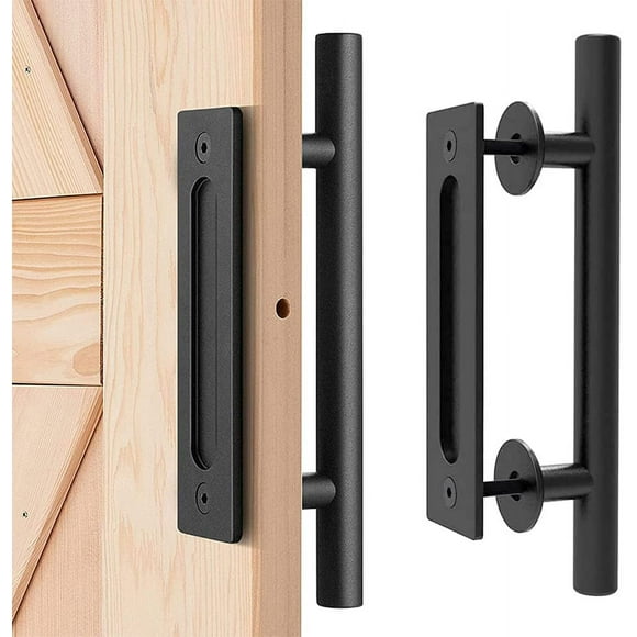 Double sided round black barn door handle American wood door