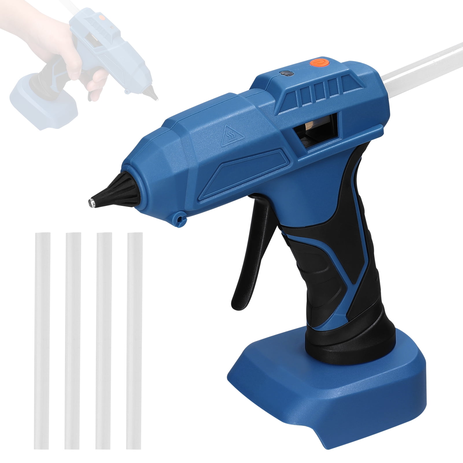 Riousery Portable Cordless Hot Melt Glue Machine 40W for DIY Arts Crafts (40W / 7mm) Home Repairing Tool Kit Blue