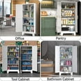 thumbnail image 6 of White Metal Kitchen Storage Cabinet, Kitchen Pantry Storage Cabinet with Doors and Shelves, Storage Cabinet with Adjustable Leveling Foot for Kitchen, Living Room and Dining Room. 61" H, 6 of 8