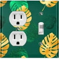 thumbnail image 4 of Metal Light Switch Plate Cover Tropical Jungle Palm Leaves Yellow Green JGL004, 4 of 14