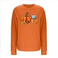 thumbnail image 4 of Olyvenn Thanksgiving Sweatshirt Women Pumpkin Coffee Graphic Sweatshirts Cute Halloween Shirts Fall Crewneck Sweatshirt Orange S, 4 of 5