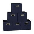 thumbnail image 5 of Household Essentials 81-1 Foldable Fabric Storage Bins | Set Of 6 Cubby Cubes With Handles | Navy Blue, 5 of 5