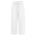 thumbnail image 4 of Susanny Womens Capri Yoga Pants Wide Leg Drawstring Lounge Pants Loose Comfy Workout Capris Sweatpants with Pockets White L, 4 of 9