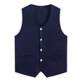 thumbnail image 4 of Lejafay Unisex Kids Volunteer Activity Vest Button Up Waistcoat Boys Girls Waiter Bartender Uniform Navy Blue M/11, 4 of 5