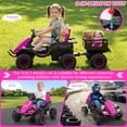 thumbnail image 2 of Farmdex 24 Volt Ride on Cars with Detachable Trailer, Battery Powered Ride on Toys, Electric Car w/ Bluetooth, Music, Battery Display, Light Control, 5 MPH, Pink, 2 of 8