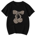 thumbnail image 4 of CONZONE Girls Summer Tops Short Sleeve Leopard Cherry Graphic Tshirts For Girls Crew Neck Soft Toddler T-Shirts Size 3-4 Years Black, 4 of 4