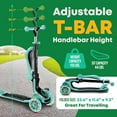 thumbnail image 2 of Kids Scooter – Foldable Seat – LED Wheel Lights Illuminate When Rolling – Children and Toddler 3 Wheel Kick Scooter – Adjustable Handlebar – Indoor and Outdoor- Teal - by Lifemaster, 2 of 7