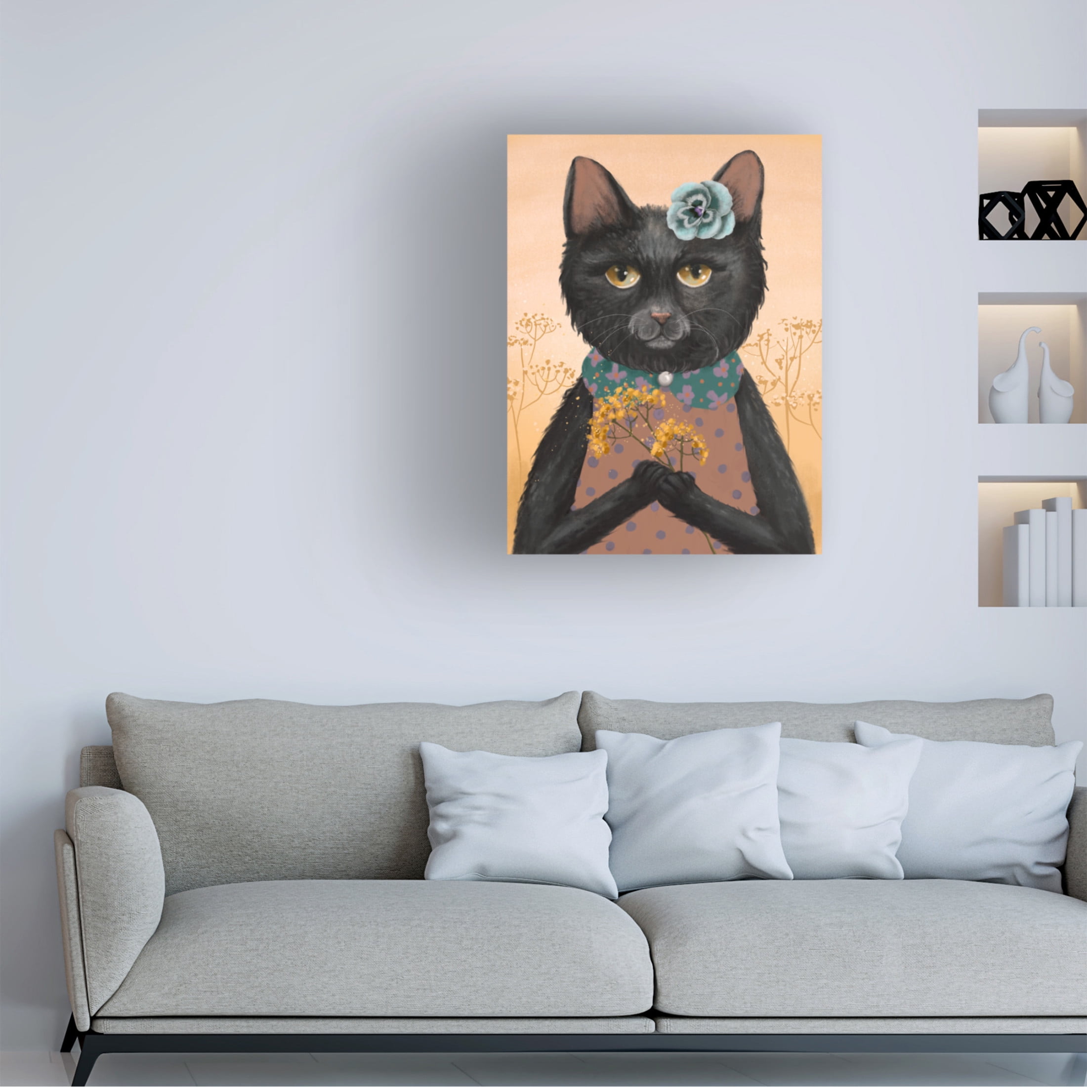 Canvas Wall Art - Christine Rotolo 'Wildflower Cats 4' Wall Art for Living Room, Bedroom, or Office Décor by Trademark Fine Art - 24 x 32 Inches