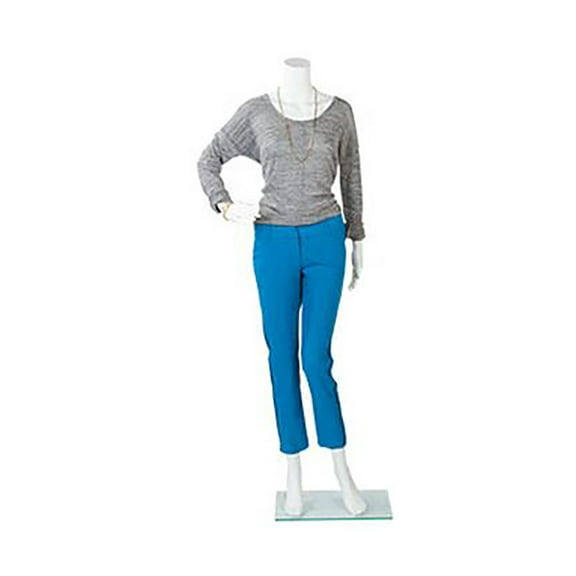 SSWBasics Female Headless White Plastic Mannequin - Bent Arm - Height 5'4" -With Base