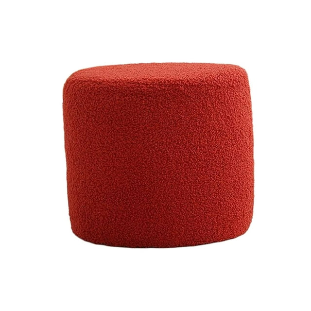 Ottoman Foot Rest Stool Small Cylinder Stool Shoe Changing Stool Stable Sofa Tea Stool Footstool Bench for Nursery Entryway Office Apartment red