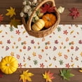 thumbnail image 3 of Fall Table Runner Thanksgiving Pumpkin Gnome Truck Table Runners Berry Autumn Fallen Leaf Linen Cotton Linen Dresser Scarf Kitchen Dining Table Decor for Fall Holiday Party Decor 13x36 Inch, 3 of 9