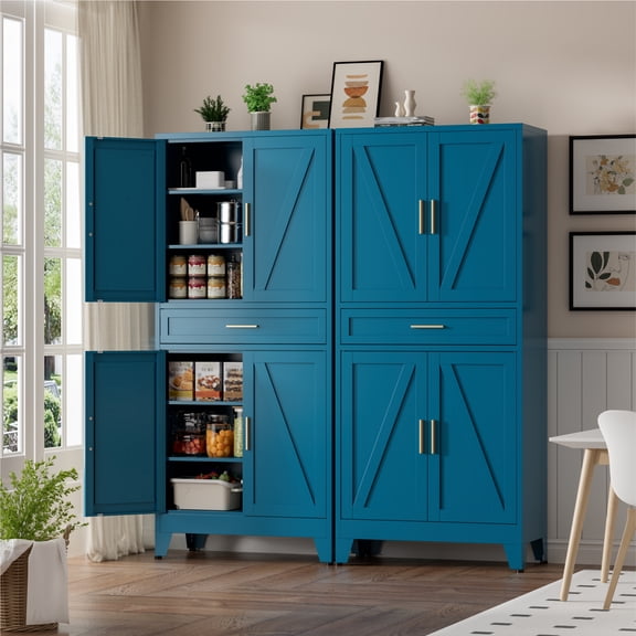 Metal Storage Cabinet with Drawer, 71" Tall Storage Cabinets with Adjustable Shelves