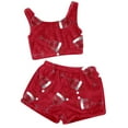 thumbnail image 4 of Nursing Pajama Sets – Button Up Pajamas & Modal Lounge Sets Ladies' Christmas Red Glass Casual Two Piece Set Solid Color Vest Short Top Shorts Home Clothes Pajama Set, 4 of 4