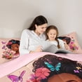 thumbnail image 4 of Castle Fairy Black Girl King Size Comforter Sets 3pcs,Floral Butterfly Comforters King Size,Peach,Pink Reversible,1 Comforter and 2 Pillowcases, 4 of 6