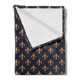 thumbnail image 2 of Fleur De Lis Soft Flannel Fleece Throw Blanket, Floral Pattern with Pointed Buds and Curved Leaves Western Motifs, Cozy Plush for Indoor and Outdoor Use, 50" x 70", Indigo Orange, by Ambesonne, 2 of 5