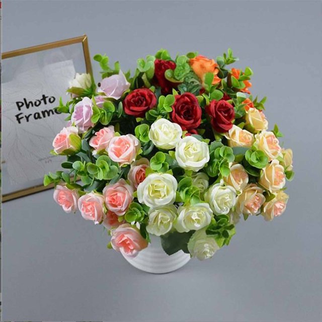 onlyliua Ofertas Del Prime Day de Hoy 2024 Flores Artificiales de Alta Gama Dinero Rosa Flores Artificiales 5 Tenedores 10 Mini Rosas Decoración Del Hogar Flores de Plástico