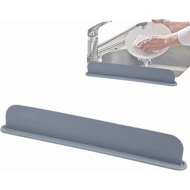 Thickened Grey Water Splash Guard for Kitchen & Bathroom, Movable Pp Baffle with Strong Suction Cups, Fold-Proof Edge Keeps Countertops Dry, No-Drill Install for Rv & Home , 1*Water Retaining Plate