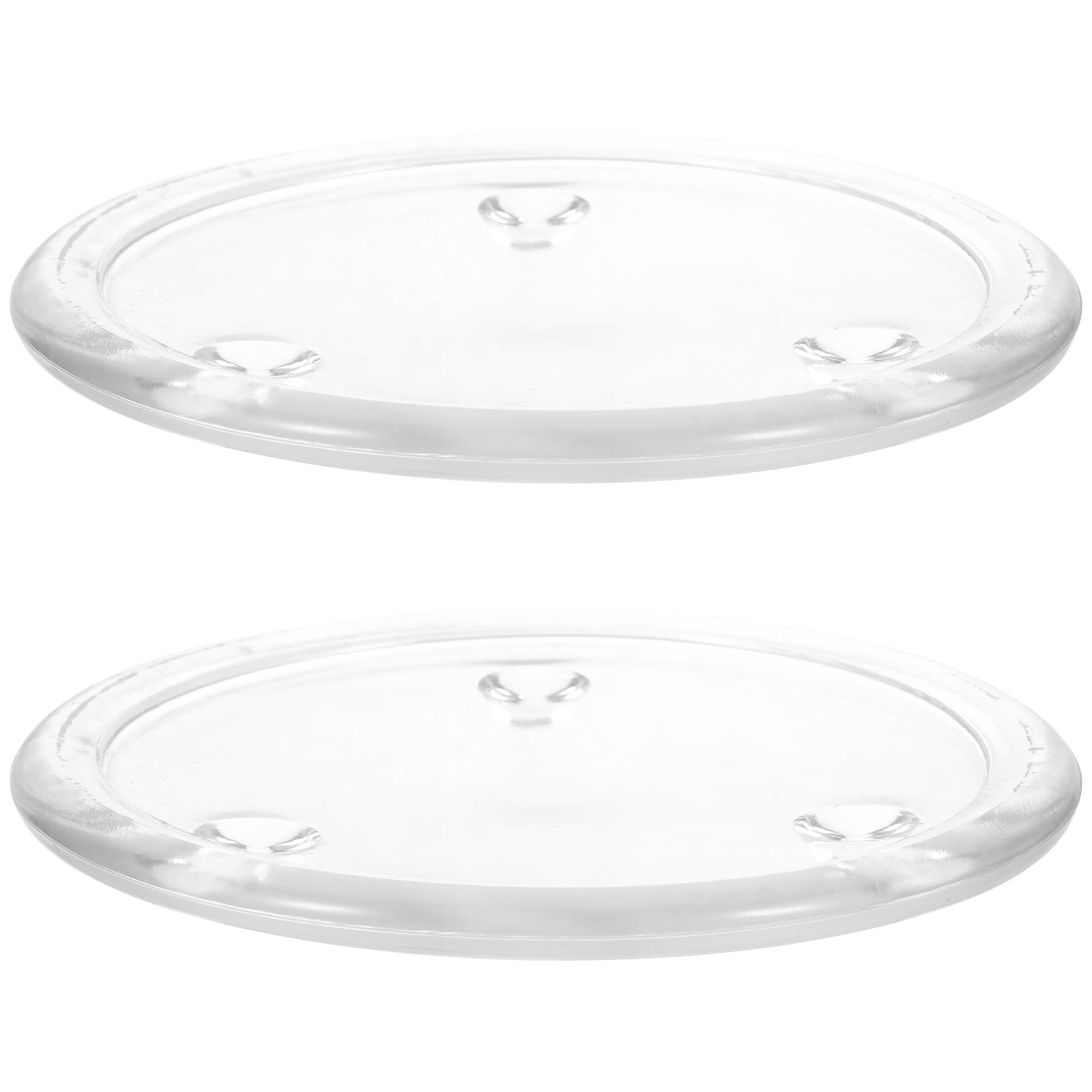 BESTONZON 2pcs Round Glass Candle Holder Tray Scented Candle Plate for