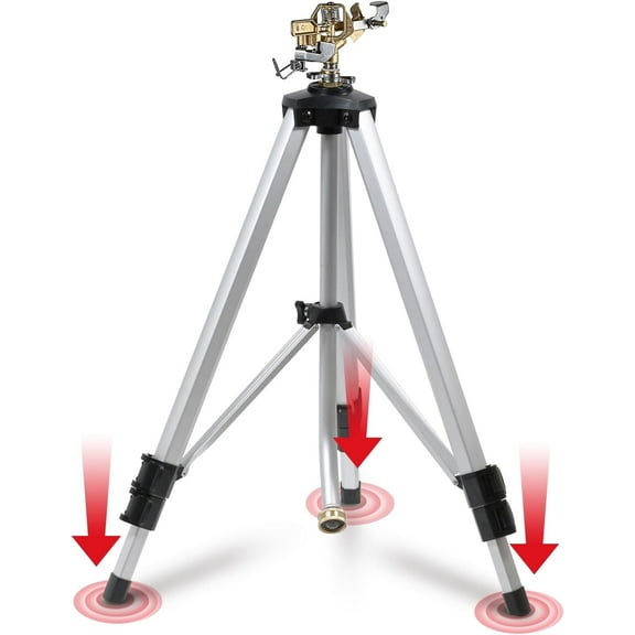 YAMATIC 360° Impact Sprinkler on Adjustable Tripod Base, Heavy Duty for Lawn, Yard & Garden (20–90FT Coverage)