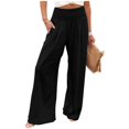 thumbnail image 2 of vigerkar Palazzo Pants for Women Casual Plus Size Wide Leg High Waist Lounge Cotton Linen Pant 2025 Beach Gauze Summer Clothes Black, M, 2 of 6