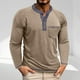 thumbnail image 1 of pstuiky camisetas de manga larga para hombre, Blusas casuales de manga larga con cuello redondo, botones, cuadros, bolsillos y bloques de color para hombre Tops casuales para hombres m, 1 of 8