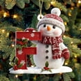 thumbnail image 6 of Snowman Christmas A-Z Letters Ornament, Cute Flat Acrylic Christmas Tree Letter Decoration Personalized Monogram Hanging Pendant, Indoor DIY Hanging Xmas Ornament, (F), 6 of 9