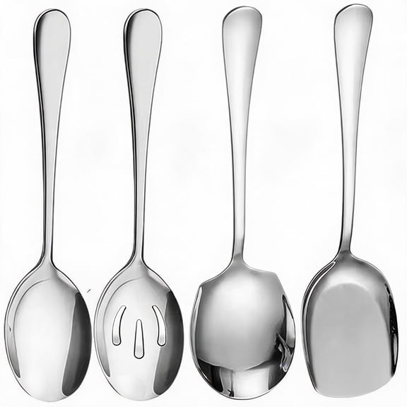 Large Serving Spoons for Buffet Stainless Steel Metal Serving Spoons Set