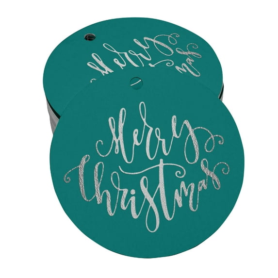 Inkdotpot 100 Pack Merry Christmas Favor Paper Tag Craft Real Silver Foil Hang Tag