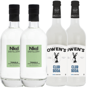 Nkd Distillery Tequila 2 Pack Alternative Premium Non-Alcoholic Spirit 750 ML Bottles w 2 Pack Owen’s Mixers Club Soda 750 ML Bottles - Perfect for Mocktails - A