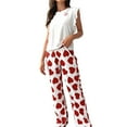 thumbnail image 2 of WCJM Women Pajamas Set Cami Shorts Set Soft V Neck Sleepwear Sleeveless Womens Pajama Sets Women's Silk Solid Pajamas Set Soft Short Sleeve Round Neck Top and Loose Pajama Pants Long Jogger Bottom, 2 of 4