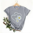 thumbnail image 5 of Pisexur Hauts pour Femmes T-Shirt Graphique de la Saint-Valentin - Col Rond Manches Courtes Imprimé Gris,G, 5 of 5