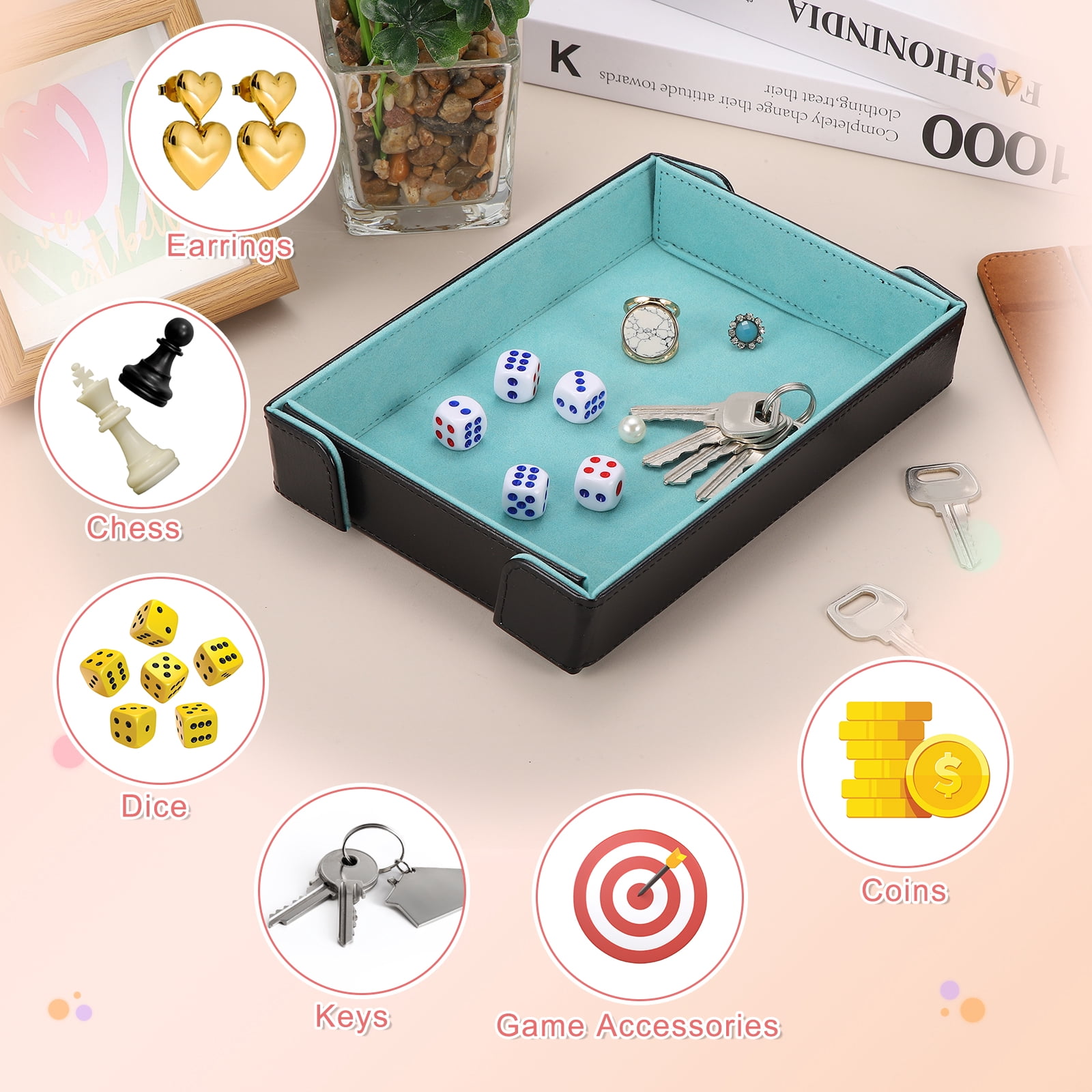 Haxtec Plateau à dés magenta en cuir PU pliable en velours pour jeux de dés TTRPG Donjons et Dragons DND Cadeaux