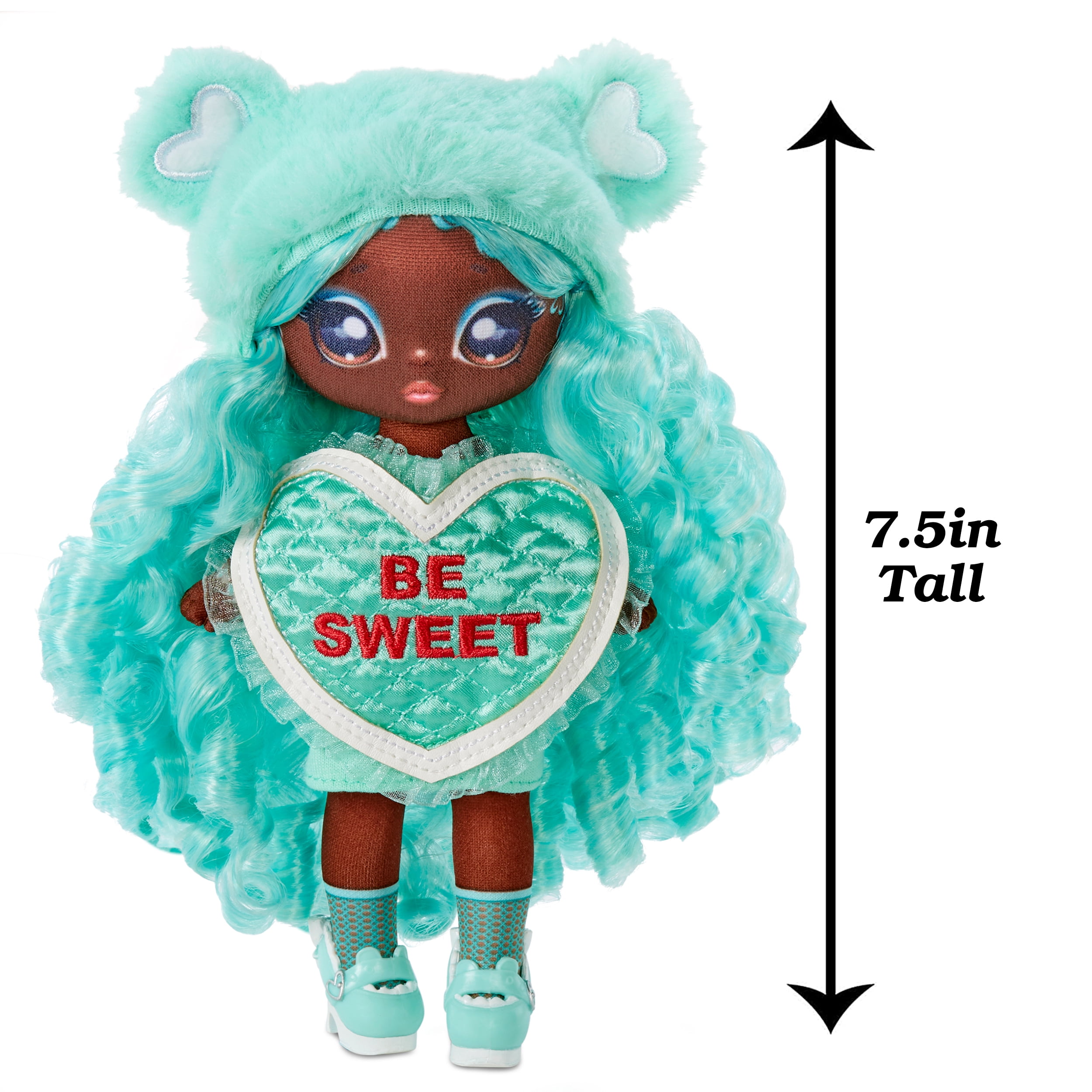 Na Na Na Surprise Cynthia Sweets - Mint Teddy Bear-inspired 7.5" Fashion Doll with Mint Green Hair, Heart-Shaped Dress and Brush, Great Valentine's Day Gift and Toy for Kids Ages 5 6 7 8+ Years