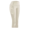 thumbnail image 7 of Lenpel Yoga Capri Leggings with Pockets for Women Stretch Slim Fit High Waist Cropped Pants Running Workout Capris, 7 of 7