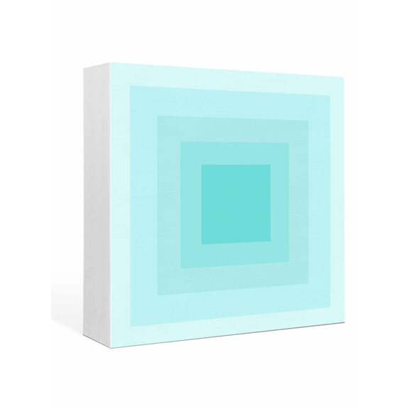 Wood Box Sign Turquoise Squares Square Boxes Sgin Desk Decor Decorative Wood Block Plaque Gradient Color Geometric Tunnel Wooden Signs for Home Tabletop Shelf Wall Office Table Decor Gifts 6"x6"