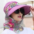 thumbnail image 3 of Women Beach Foldable Sunscreen Floral Print Caps Neck Face Care Wide Brim Hat New Summer Outdoor Riding  Women Sun Hats UPF 50 Sun Protection Hat Neck Shield Flap Visor Hat Ponytail Hats Wide Brim, 3 of 6