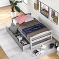 thumbnail image 3 of Twin Size Platform Bed with 2 Storage Drawers, Solid Wood Daybed for Boys Girls Teens, Twin Bed Frame with 8 Slats Support, No Box Spring Needed, 250lbs Capacity, Grey, 3 of 7